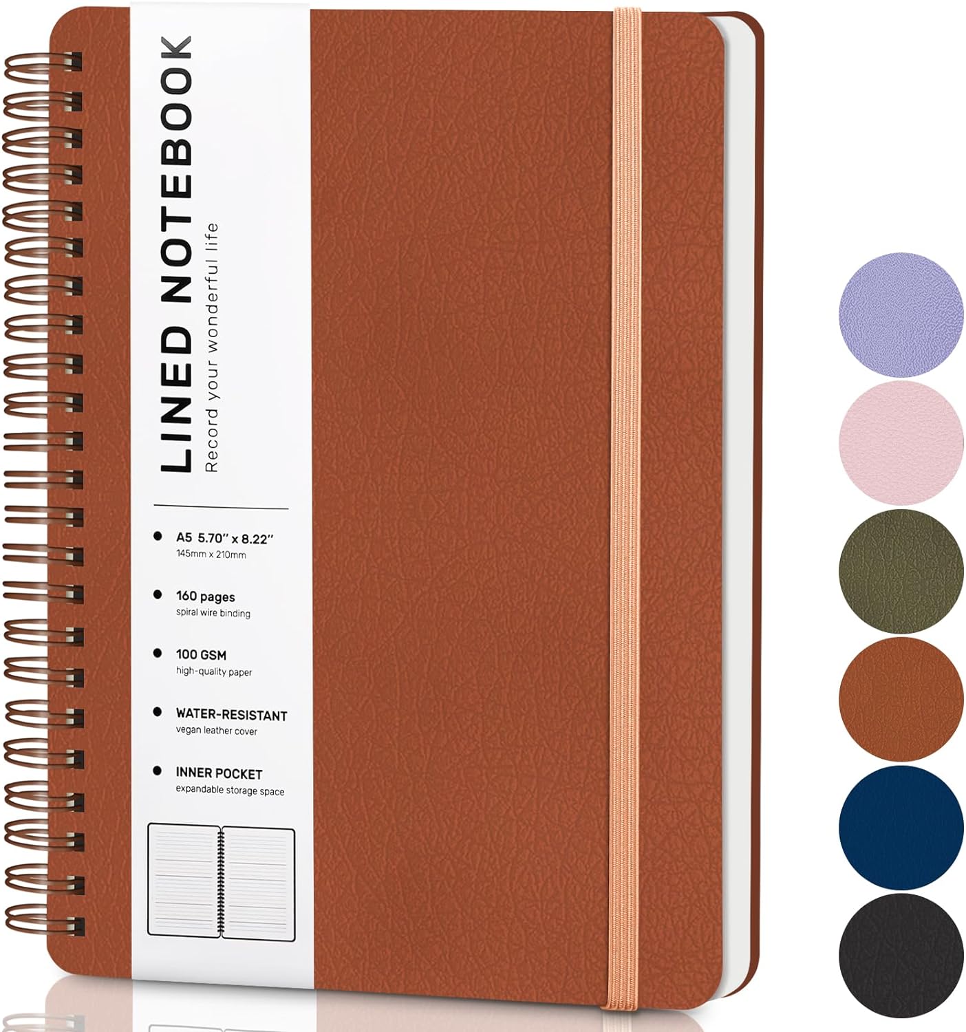 LACCHOUFEE A5 Leather Notebook: 100GSM Thick Paper, Ideal for Work & School!