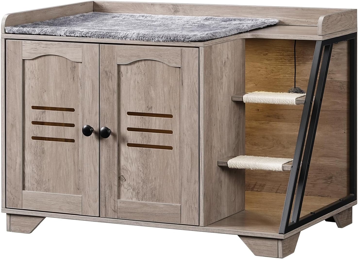 HOOBRO Cat Litter Box Enclosure with Ladder and LED Light