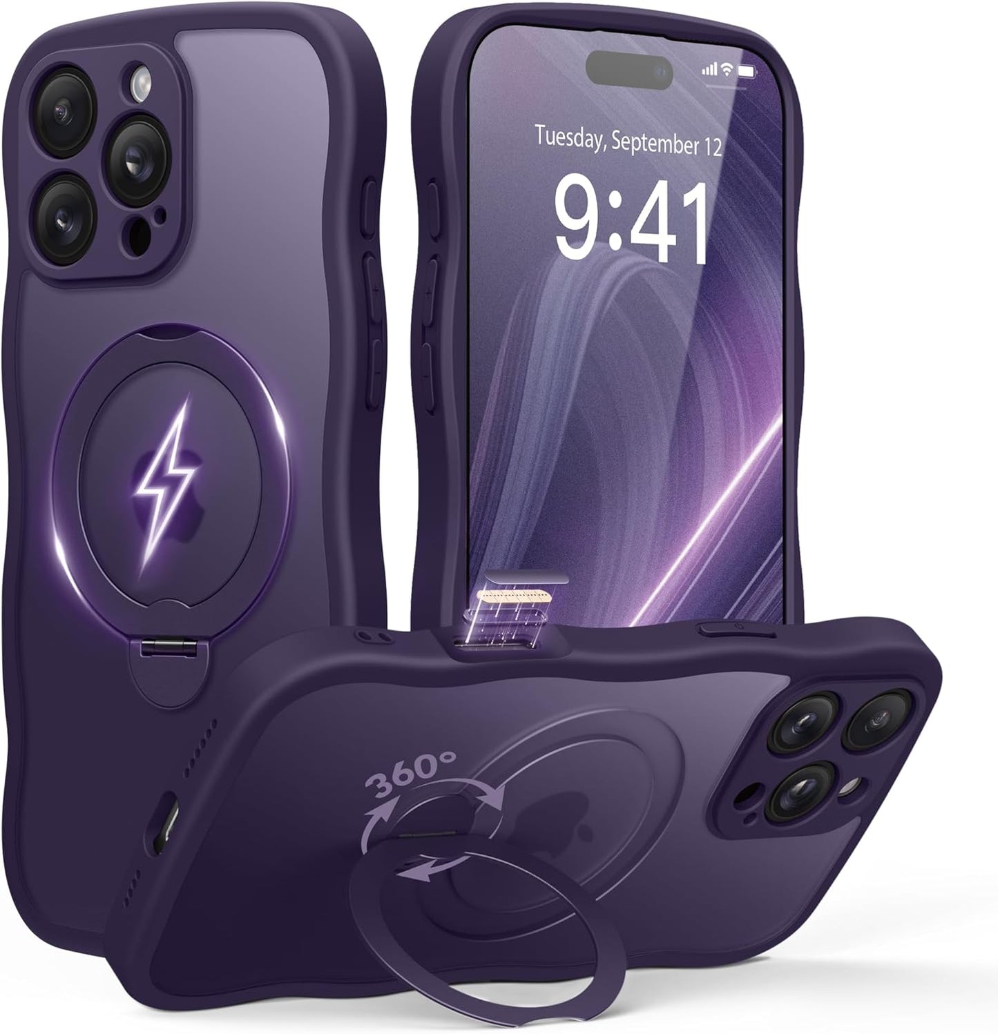 iPhone 16 Pro Max Case with 360 Spin Magnetic Stand and Style