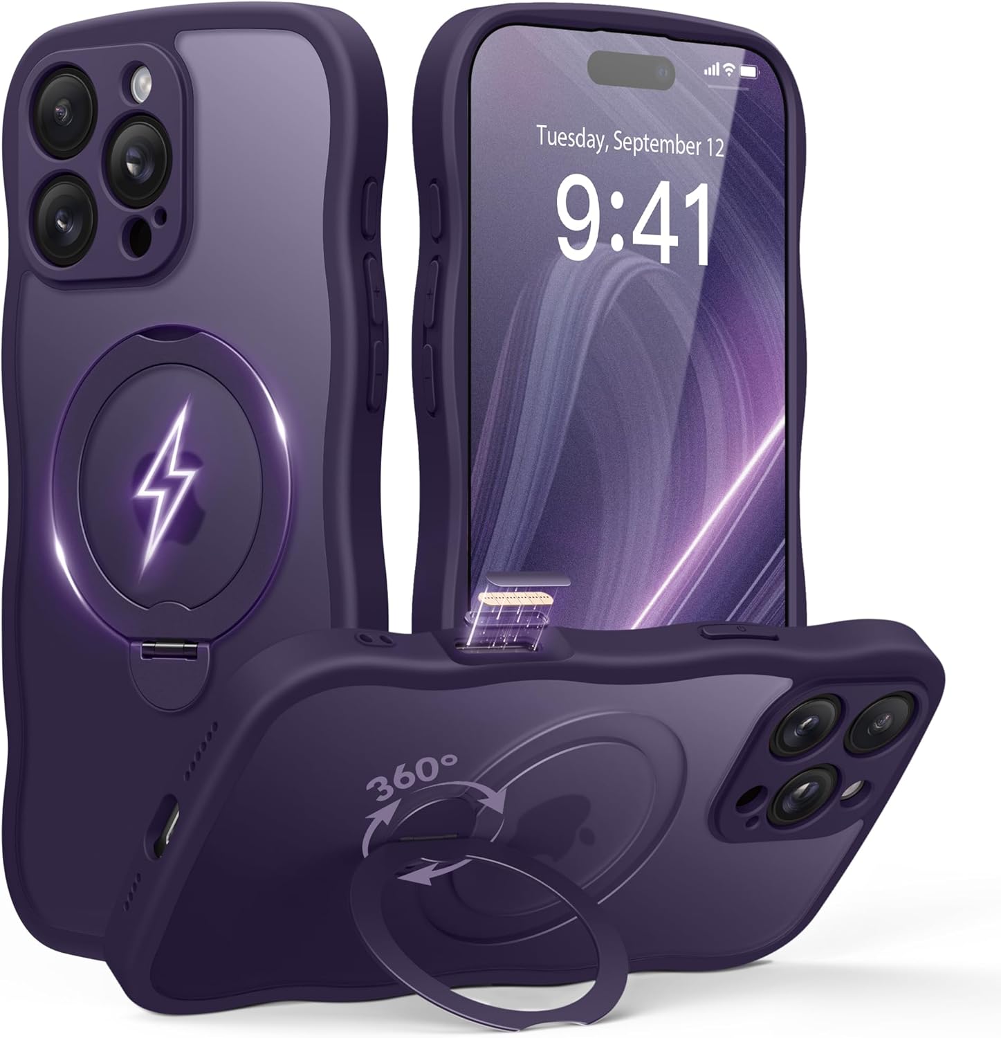 iPhone 16 Pro Max Case with 360 Spin Magnetic Stand and Style