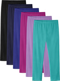 6 Pack Girls Leggings Cotton Pants for Kids - Warm Stretchy Multipack