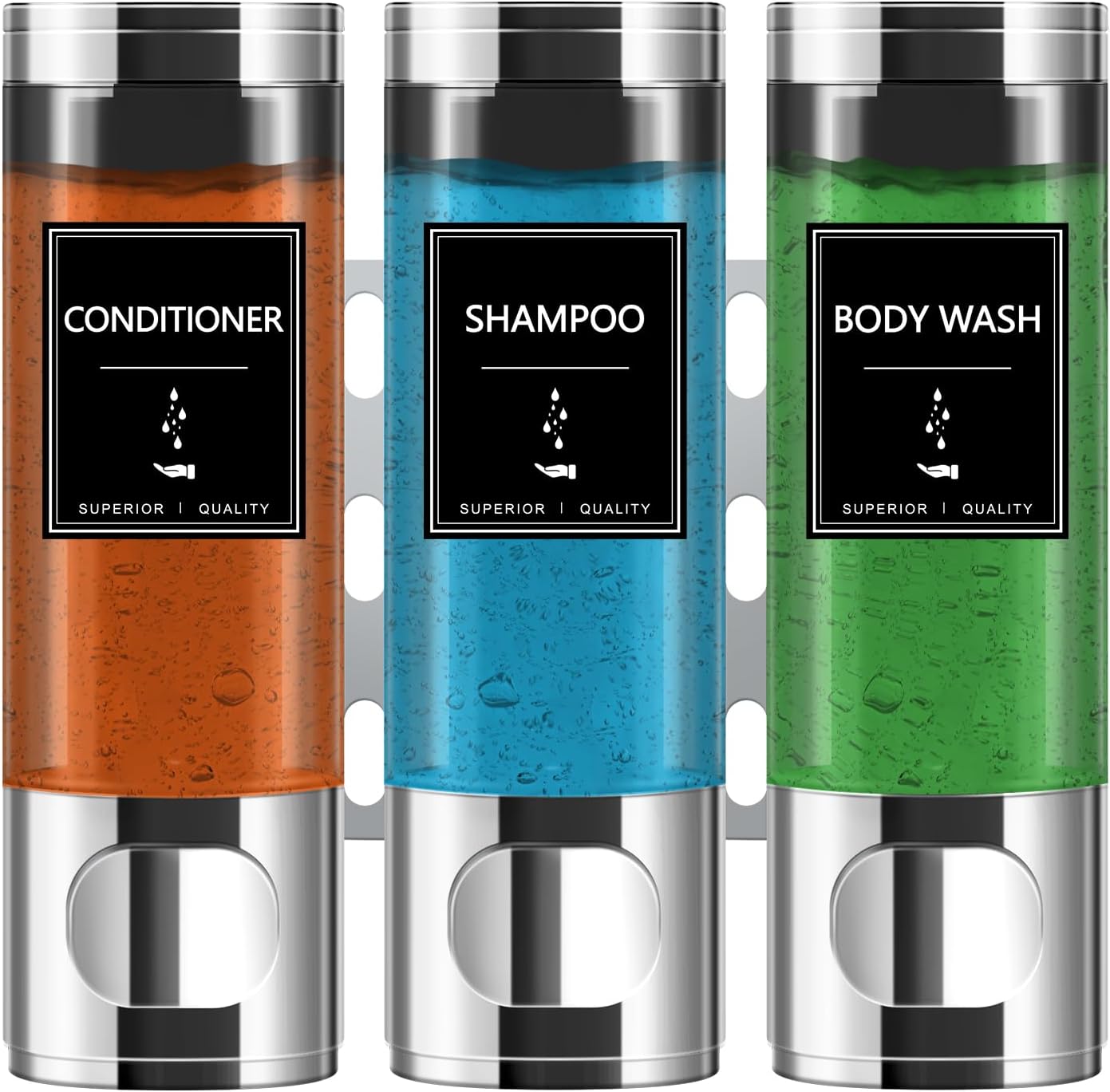 KOYFOYO 3 Chamber Shower Dispenser (No Drill) - Organize with Ease!