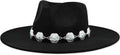Raven Black Big Wide Brim Boho Western Fedora - Felt Flat Brim
