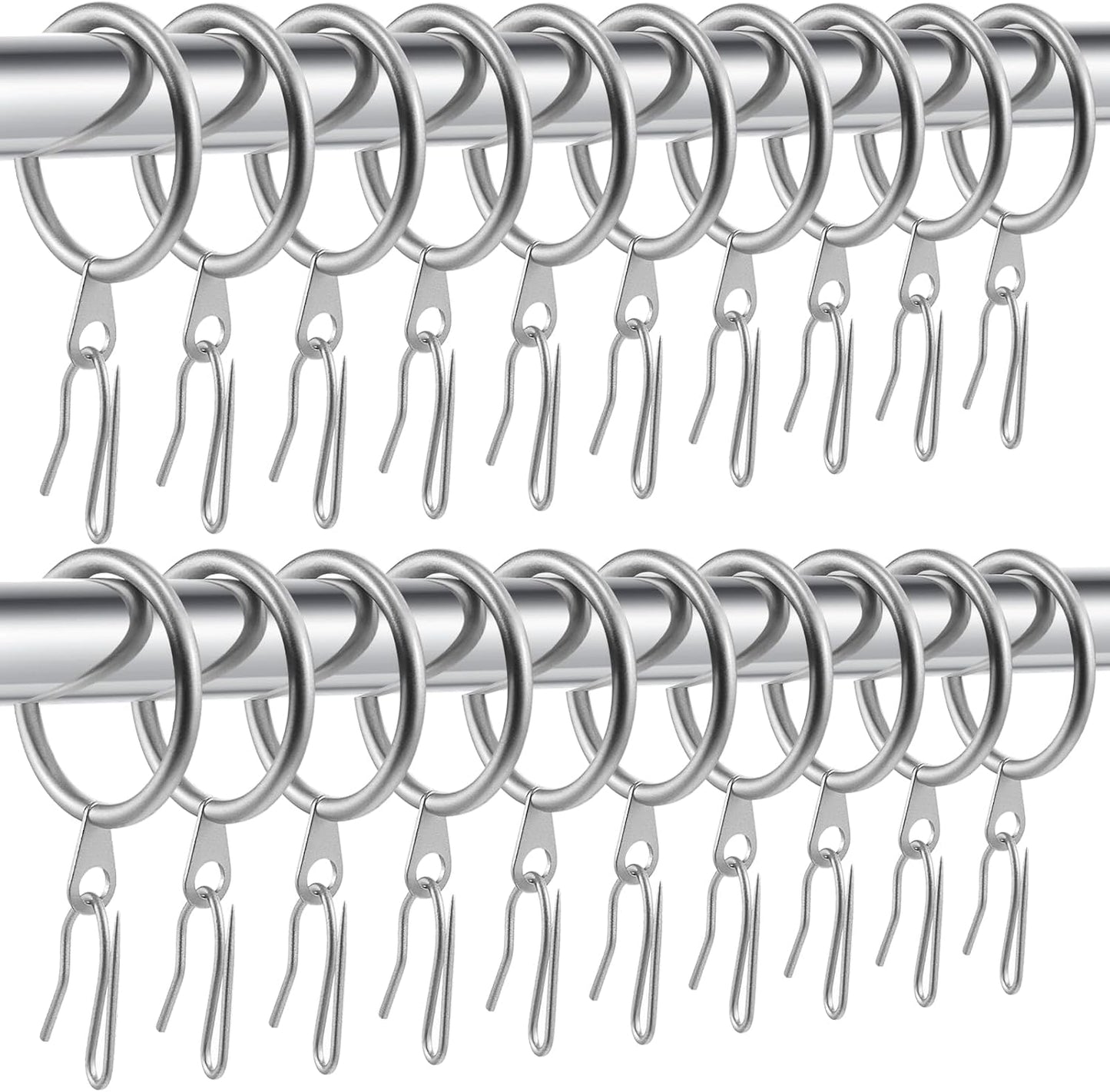 Securely Hang Drapes with 60 Metal Rings & Hooks