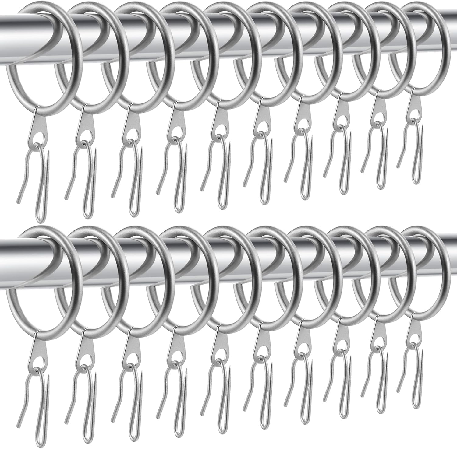 Securely Hang Drapes with 60 Metal Rings & Hooks