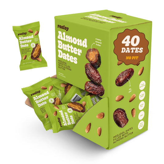 Realsy Organic Medjool Dates with Almond Butter - Healthy Snack