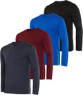 Men's Dry-Fit Long Sleeve Pocket Tee 4 Pack - UPF 50 Protection