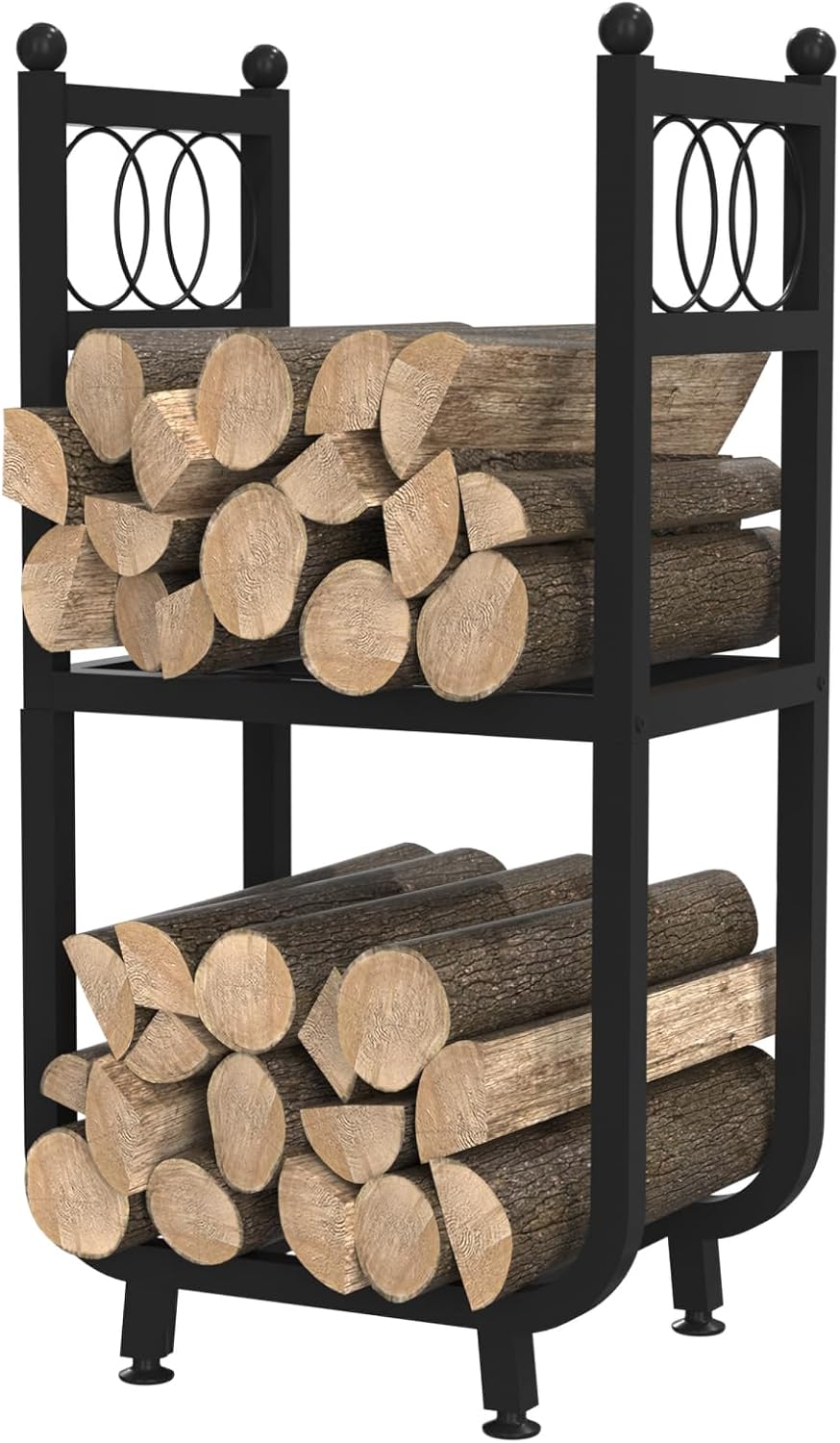 Firewood Rack for Indoor Outdoor Use, Heavy Duty 2-Tier Holder