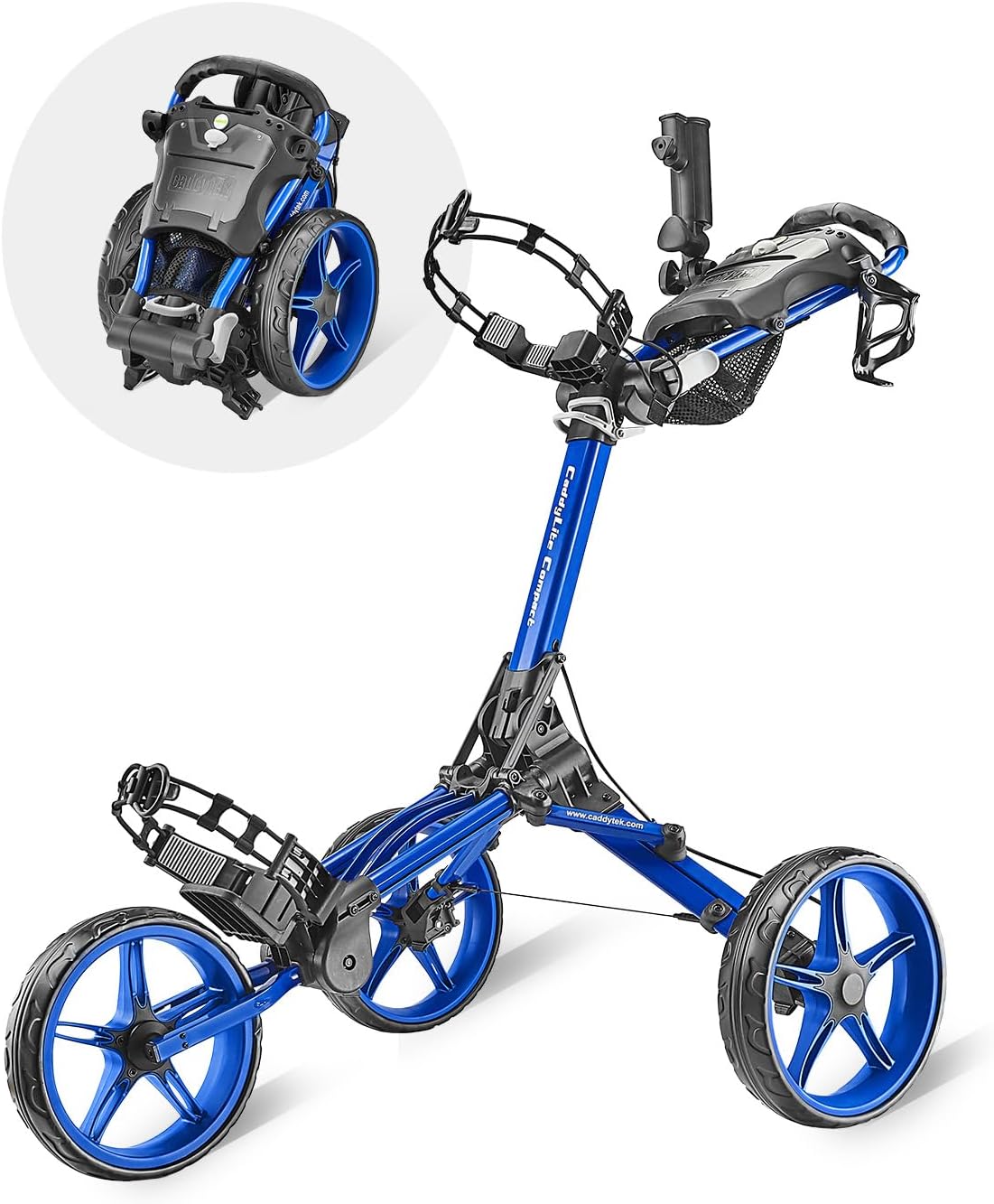 CaddyLite Compact Golf Push Cart - Lightweight 3-Wheel Design