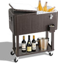 80 Quart Rolling Ice Chest Cooler - Portable Outdoor Bar Cooler