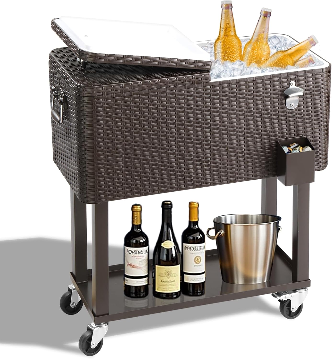 Outvita 80 Quart Rolling Ice Chest for BBQ and Beach Activities