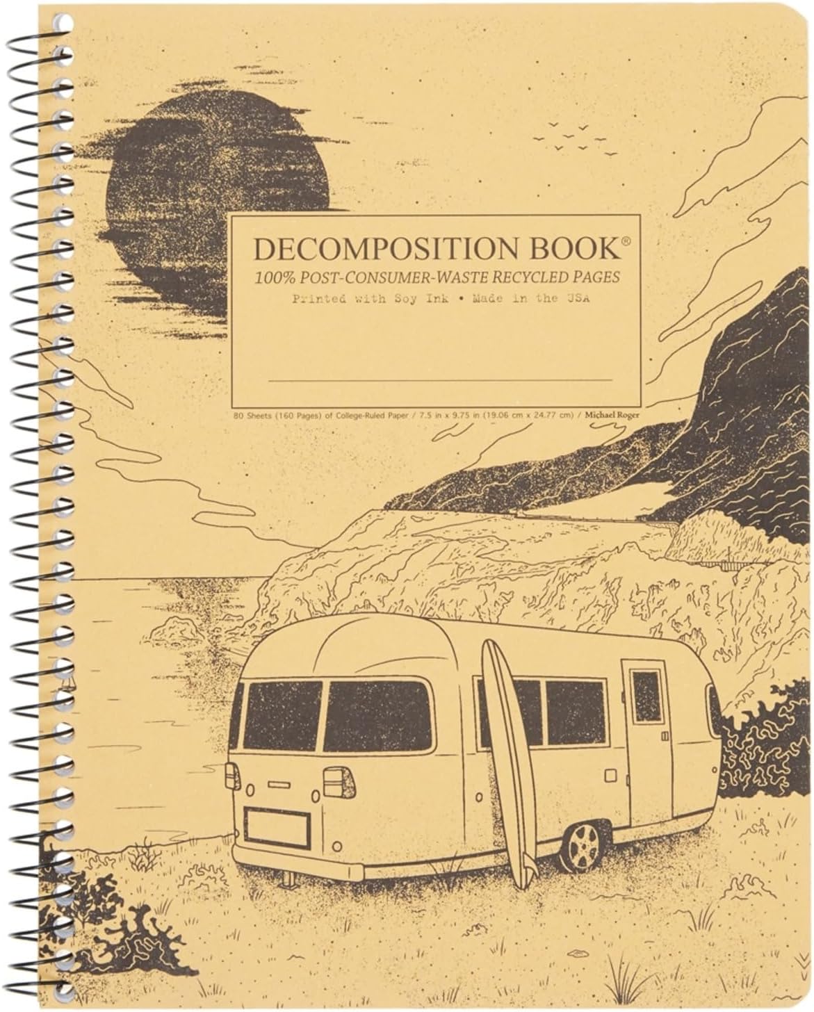 100% Recycled Decomposition Notebook - Eco-Friendly Spiral Journal