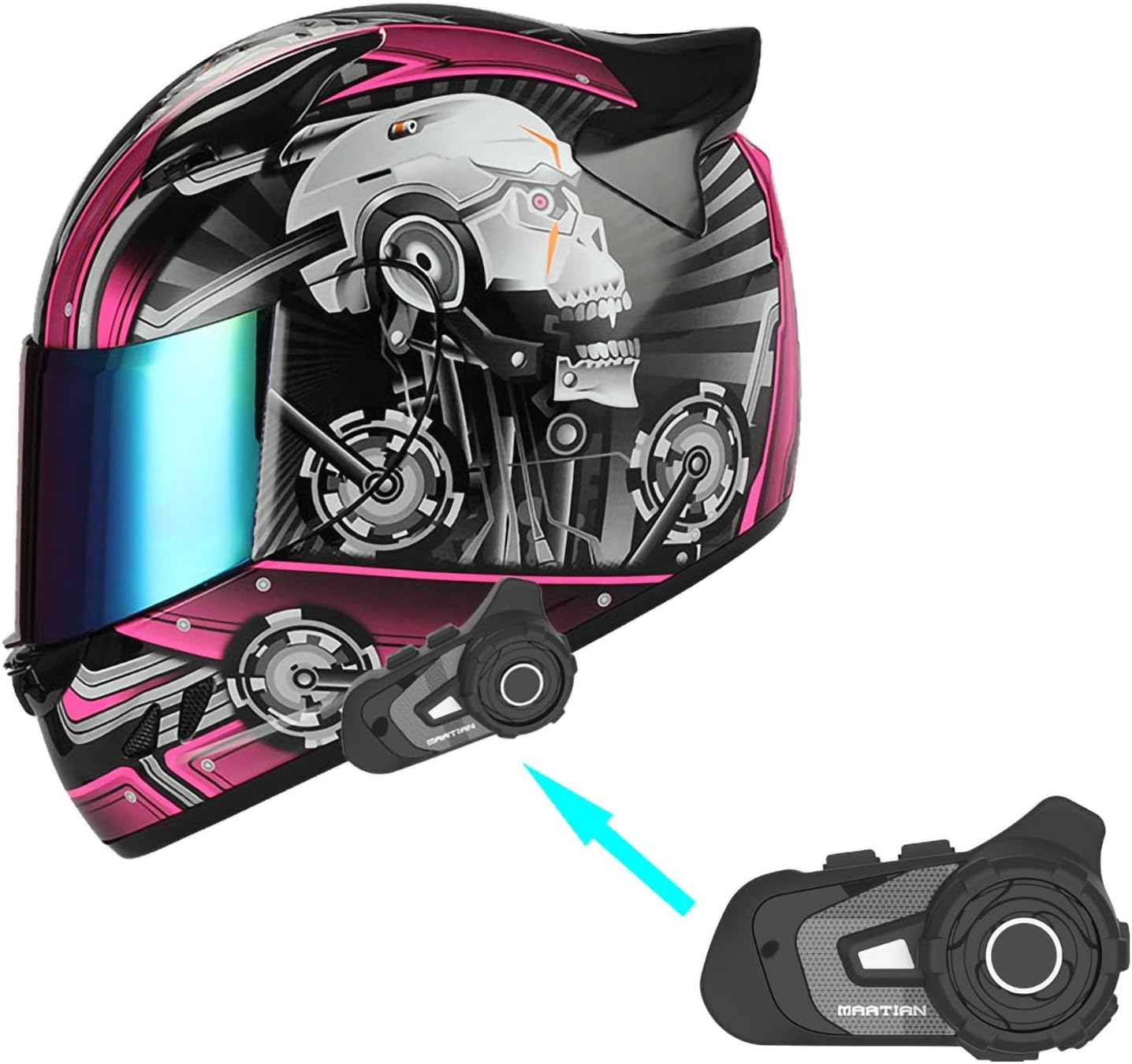 1STORM Motorcycle Full Face Helmet with Bluetooth Headset XL Size
