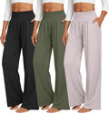 Wide Leg Yoga Pants 3 Pack - Comfortable High Rise Lounge Joggers