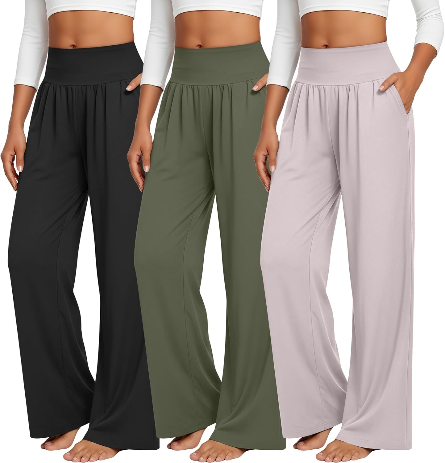 Neer 3 Pack Women's Wide Leg Yoga Pants for Comfort and Style