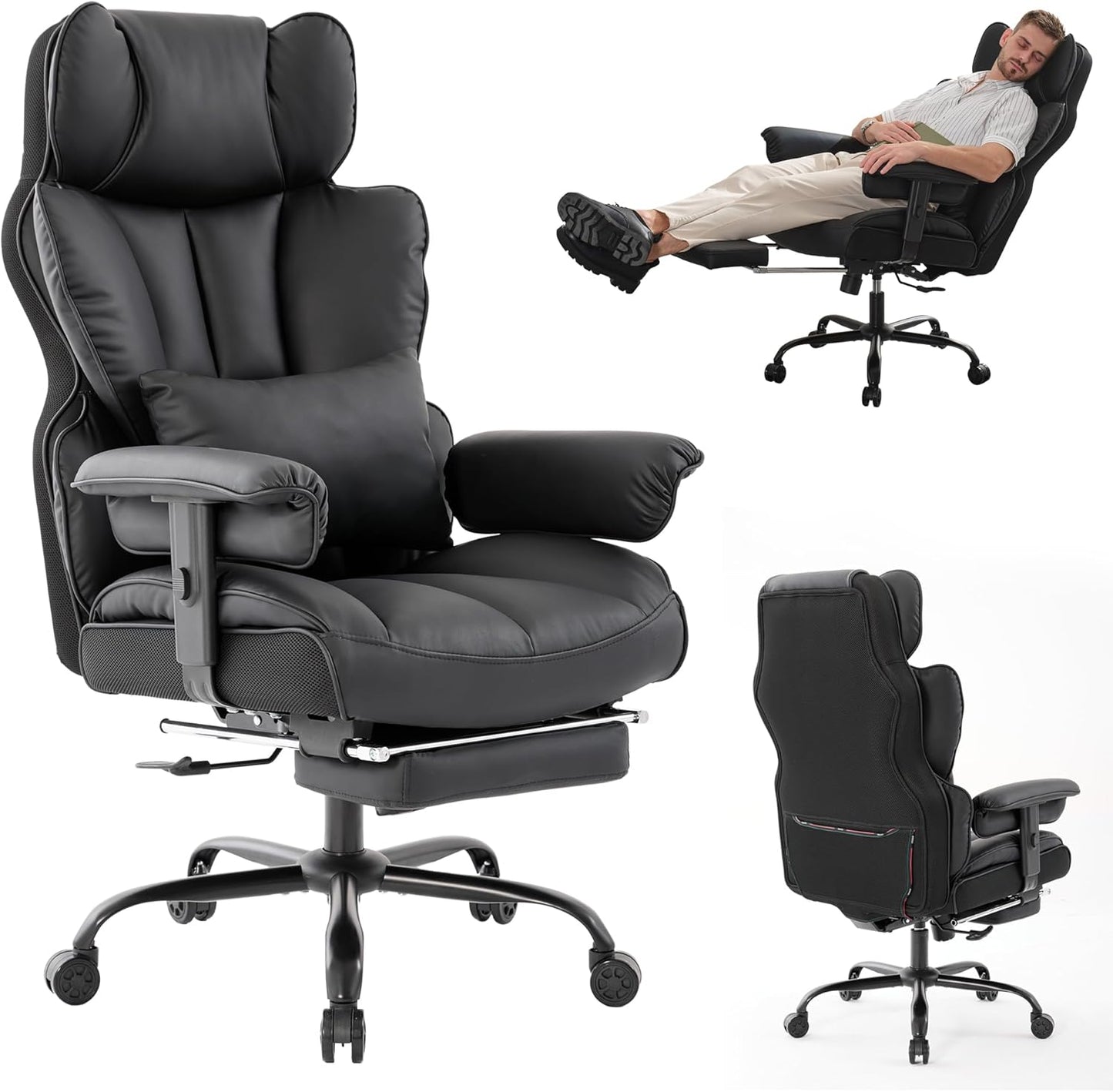 400lbs Big & Tall Chair with Lumbar Support & Foot Rest