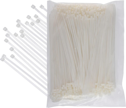 1000-Pack 12 Heavy Duty Zip Ties - Strong, Durable, All-Weather White Ties