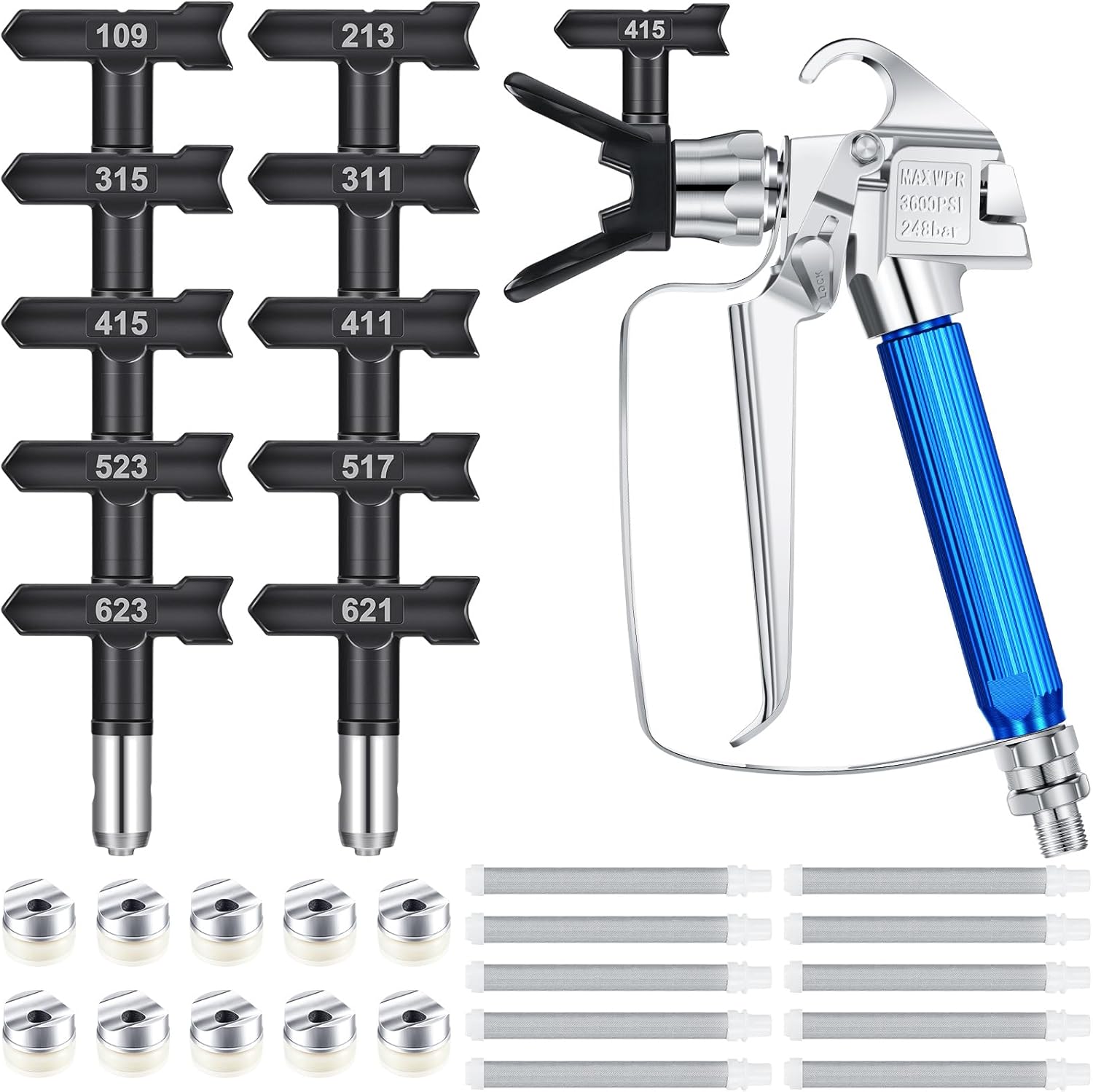 Zhengmy 17 Pcs Airless Paint Sprayer Gun Kit for Projects