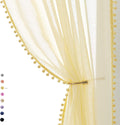 Treatmentex Sheer Curtains for Bedroom with Pom Pom Tassels