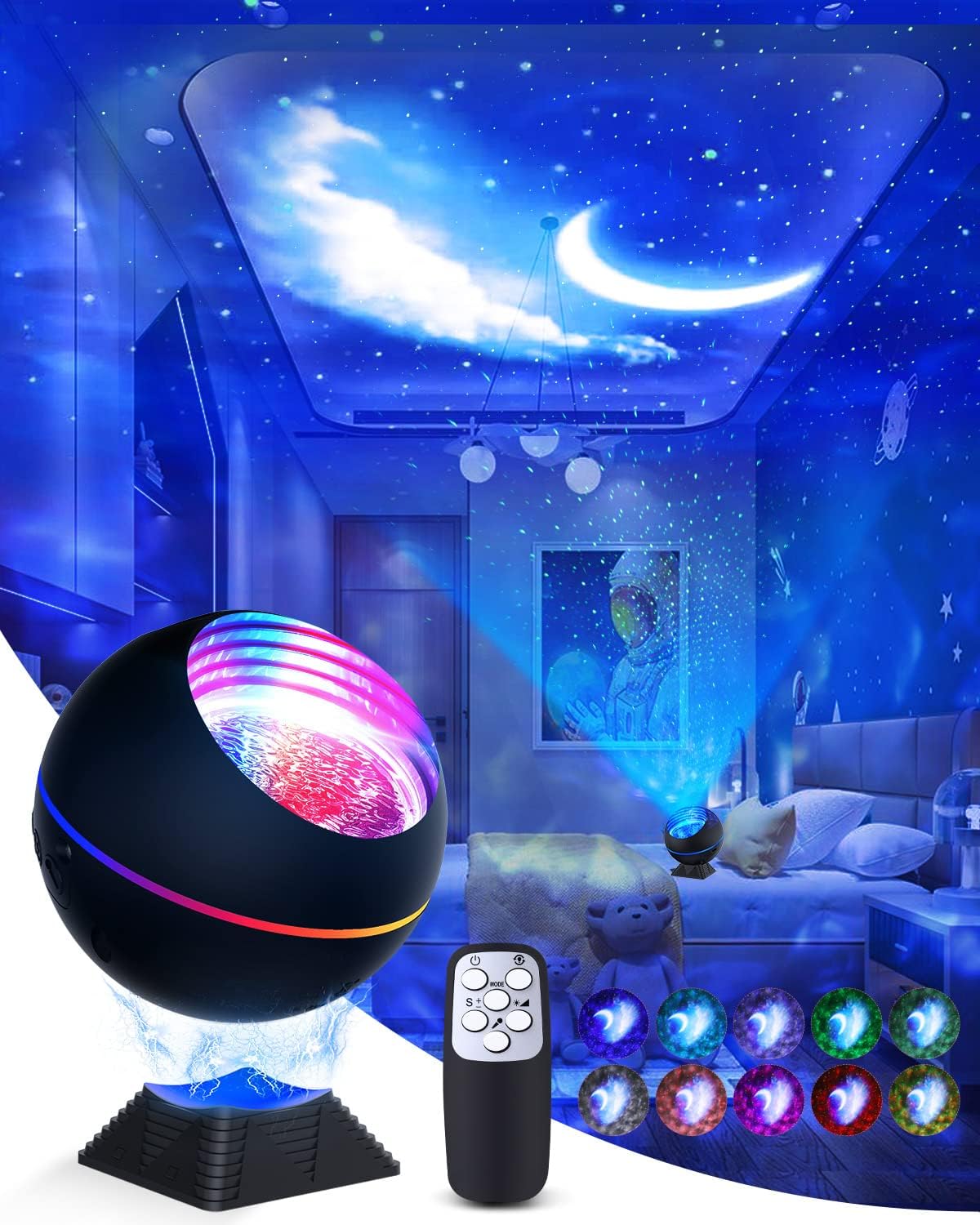 3-in-1 Galaxy Projector - 40 Lighting Modes, Remote & Voice Control