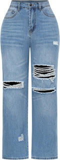 THUNDER STAR Womens High Waisted Wide Leg Jeans - Flattering Stretch 4