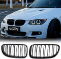 E92 Grille Front Kidney Grill Double Slats Glossy Black - Sporty