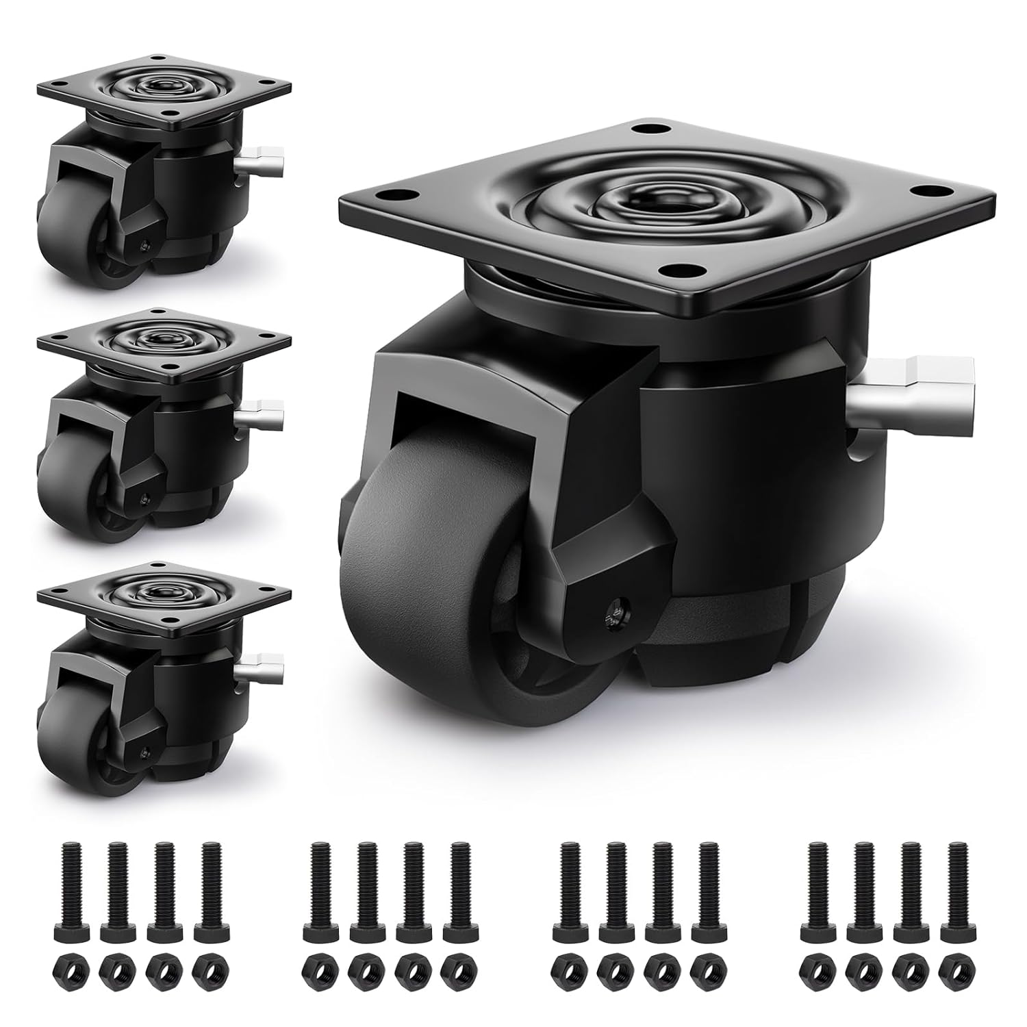 Heavy Duty Leveling Casters with Upgraded Ratchet Handle Design