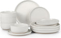 HaWare Stoneware Dinnerware Set, 12-Piece for 4 - Speckled Milky White