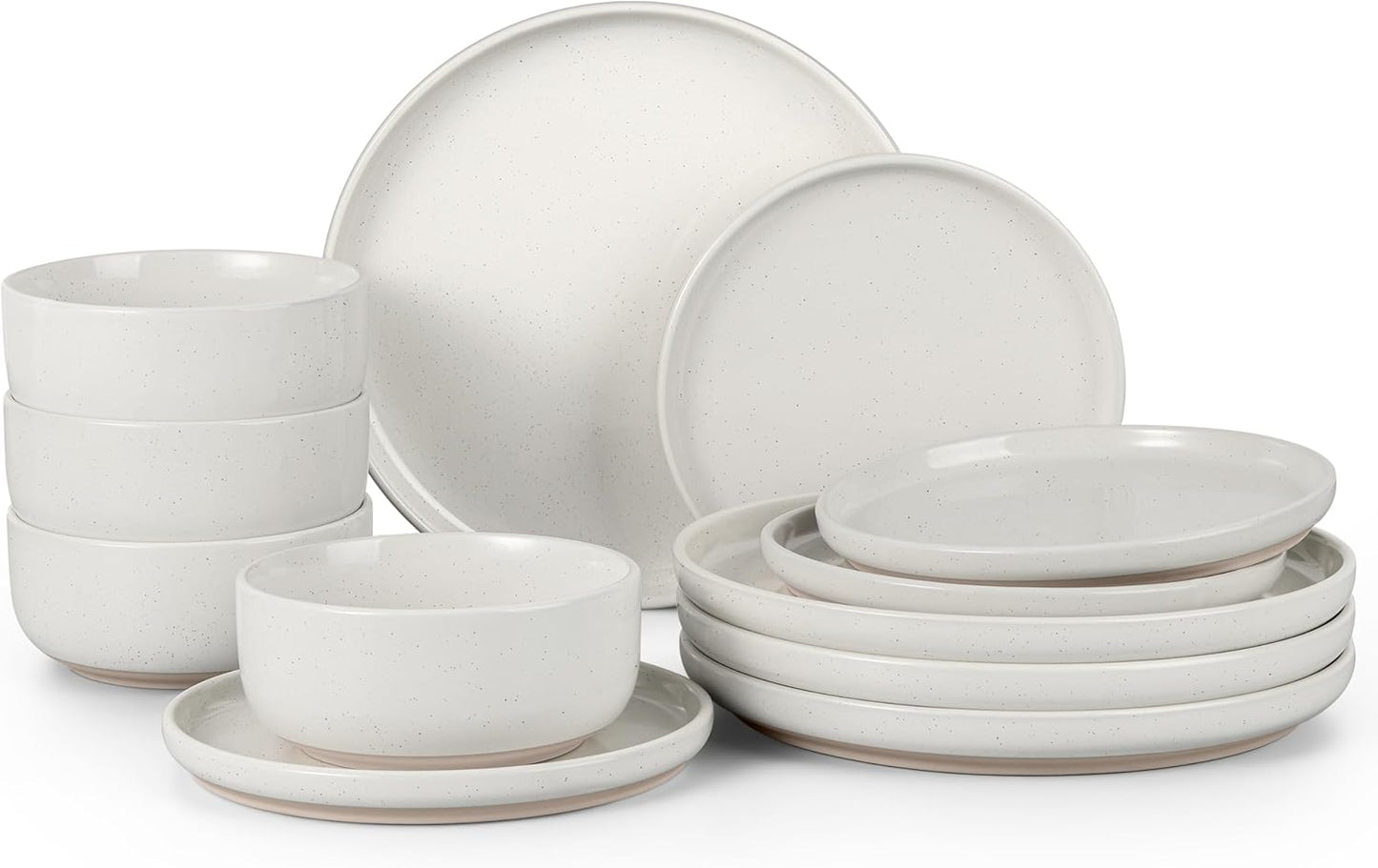 HaWare Stoneware Dinnerware Set for 4, 12-Piece Plates & Bowls