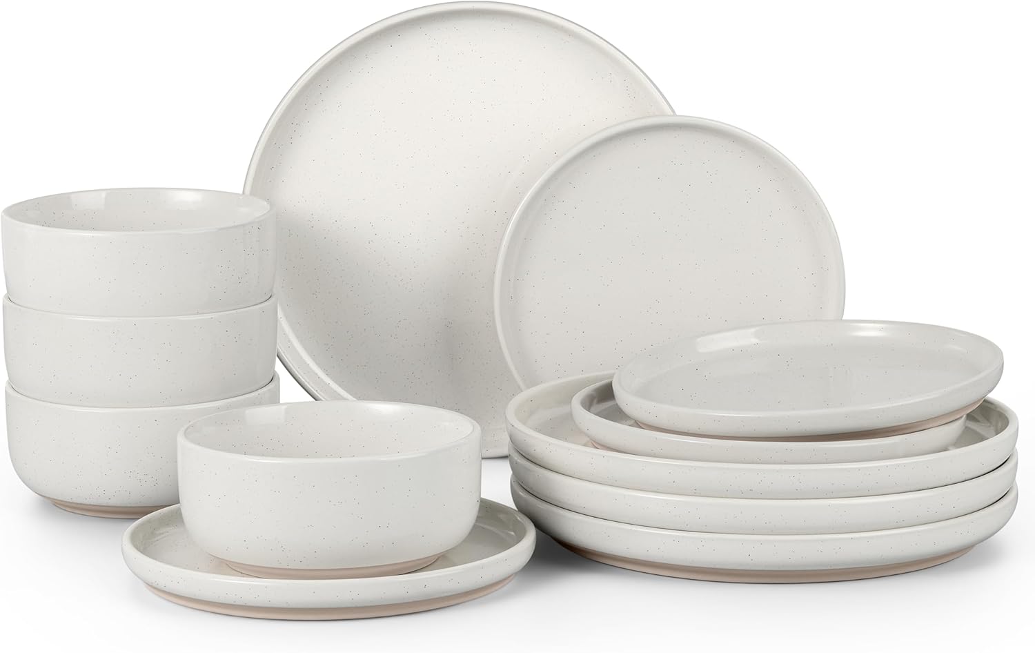 HaWare Stoneware Dinnerware Set for 4, 12-Piece Plates & Bowls
