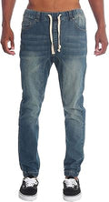 Victorious Men's Drop Crotch Joggers Denim Jean Pants - Casual Slim