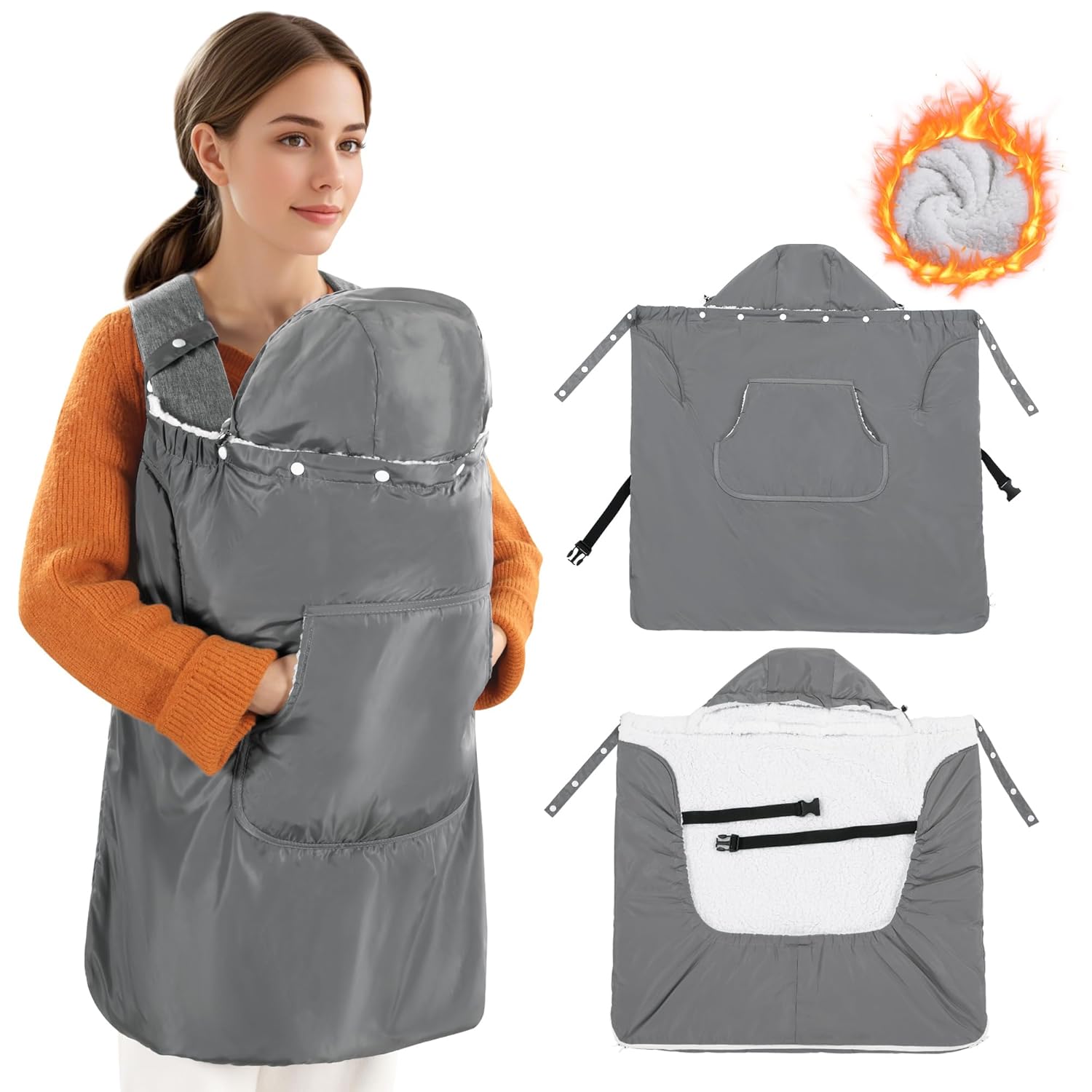 ROYALAY Waterproof Baby Carrier Cover with Big Pockets