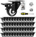 2 in Caster Wheels Set of 48 - Heavy Duty PU Swivel Casters