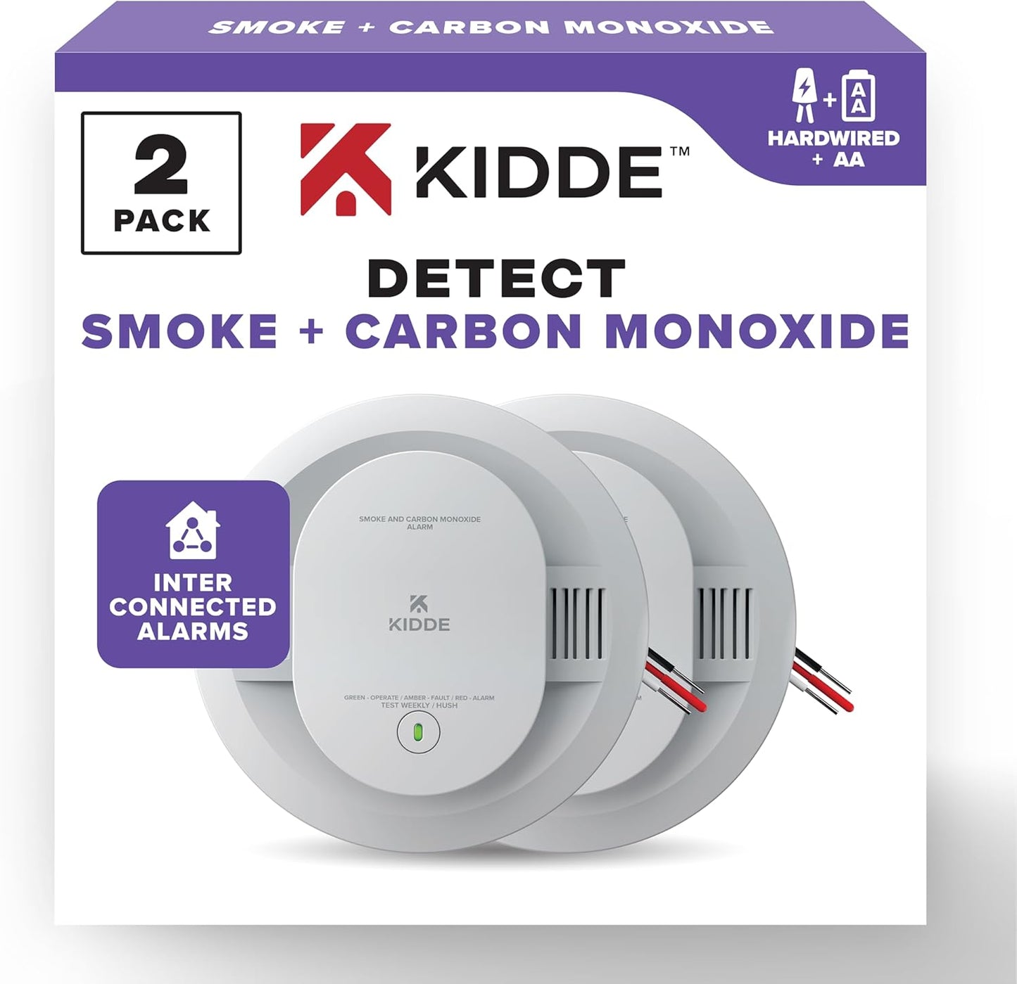 Kidde Hardwired Smoke & Carbon Monoxide Detector 2 Pack