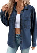 Women Denim Shirt Oversized Long Sleeve Button Down Casual Top