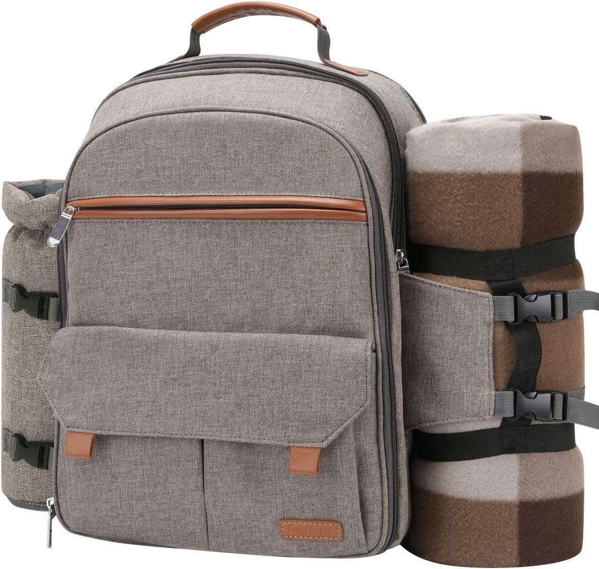 Sunflora Picnic Backpack for 4 with Blanket & Insulated Cooler