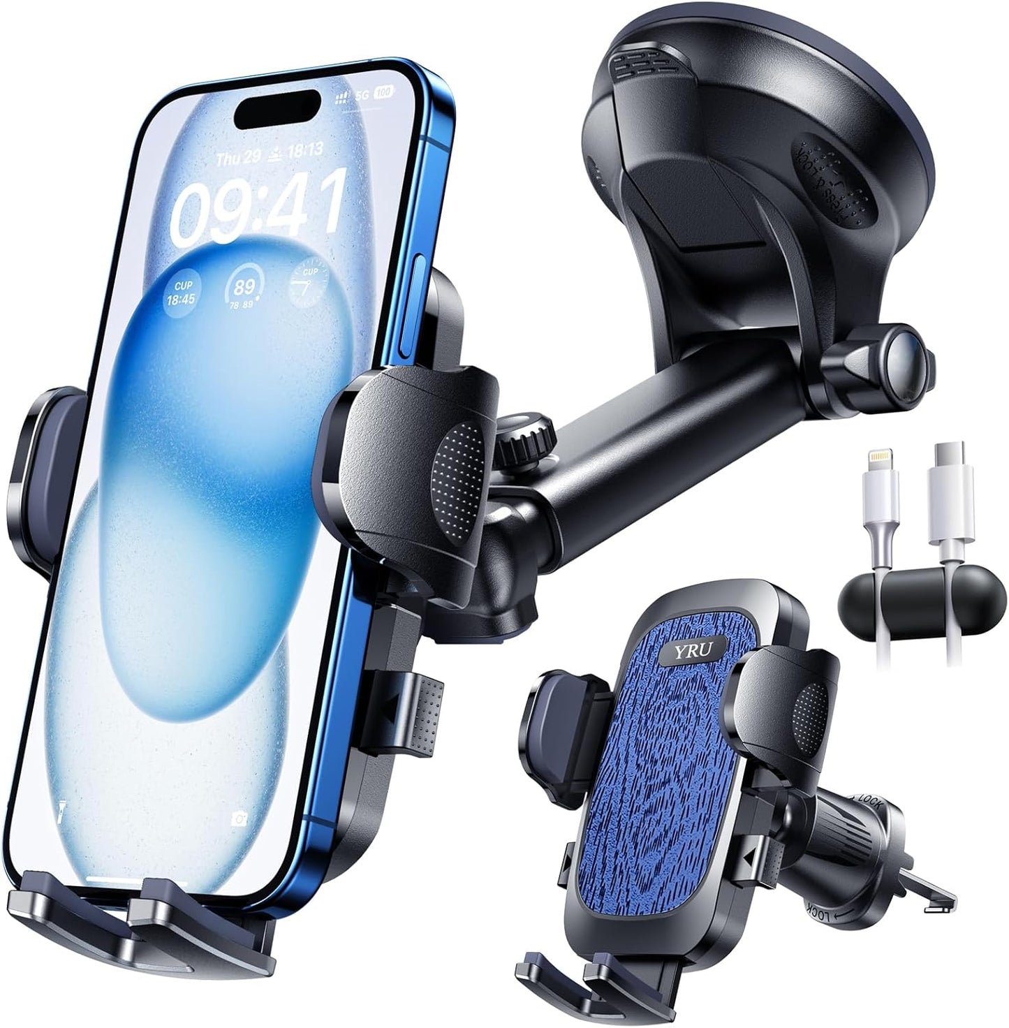 YRU True Military-Grade Car Phone Holder Mount for Safe Driving