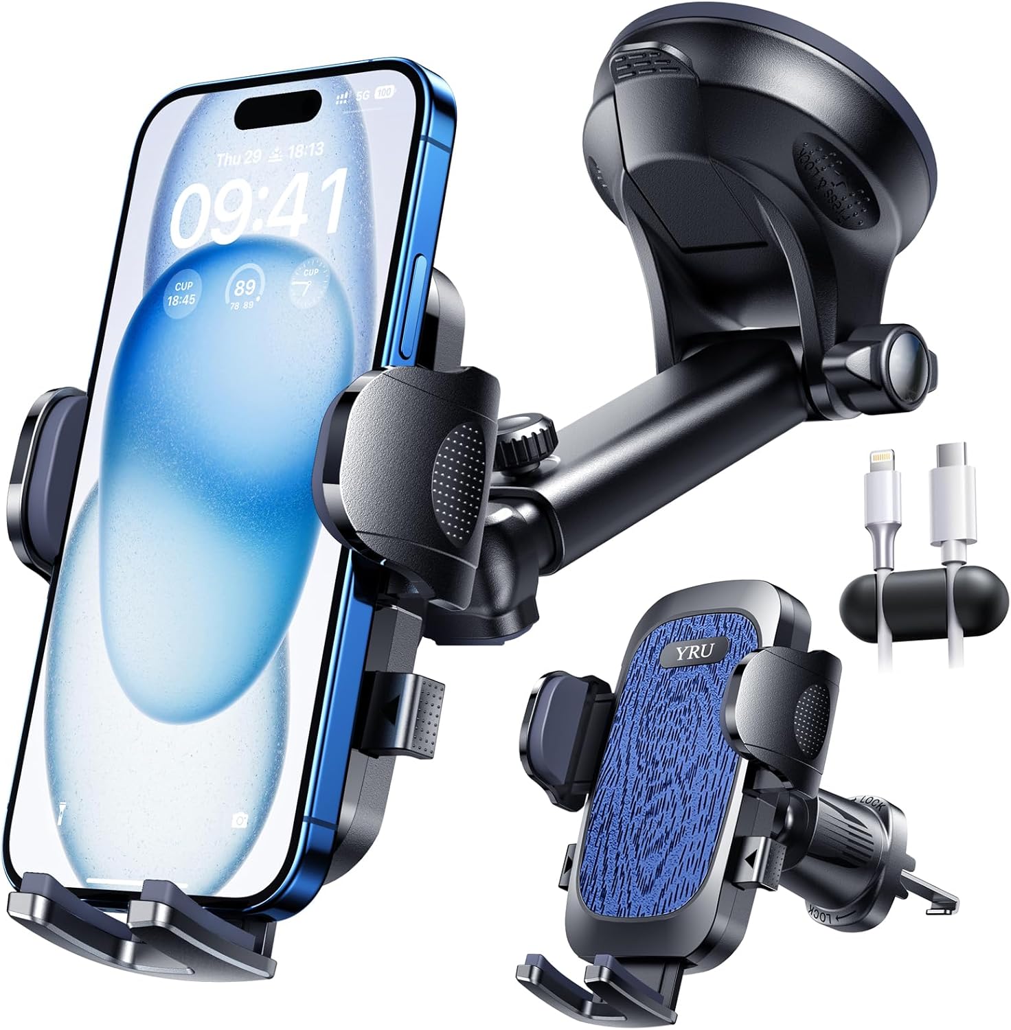 YRU True Military-Grade Car Phone Holder Mount for Safe Driving