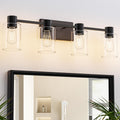 4-Light Modern Vanity Light Fixtures Over Mirror - Matte Black Bath