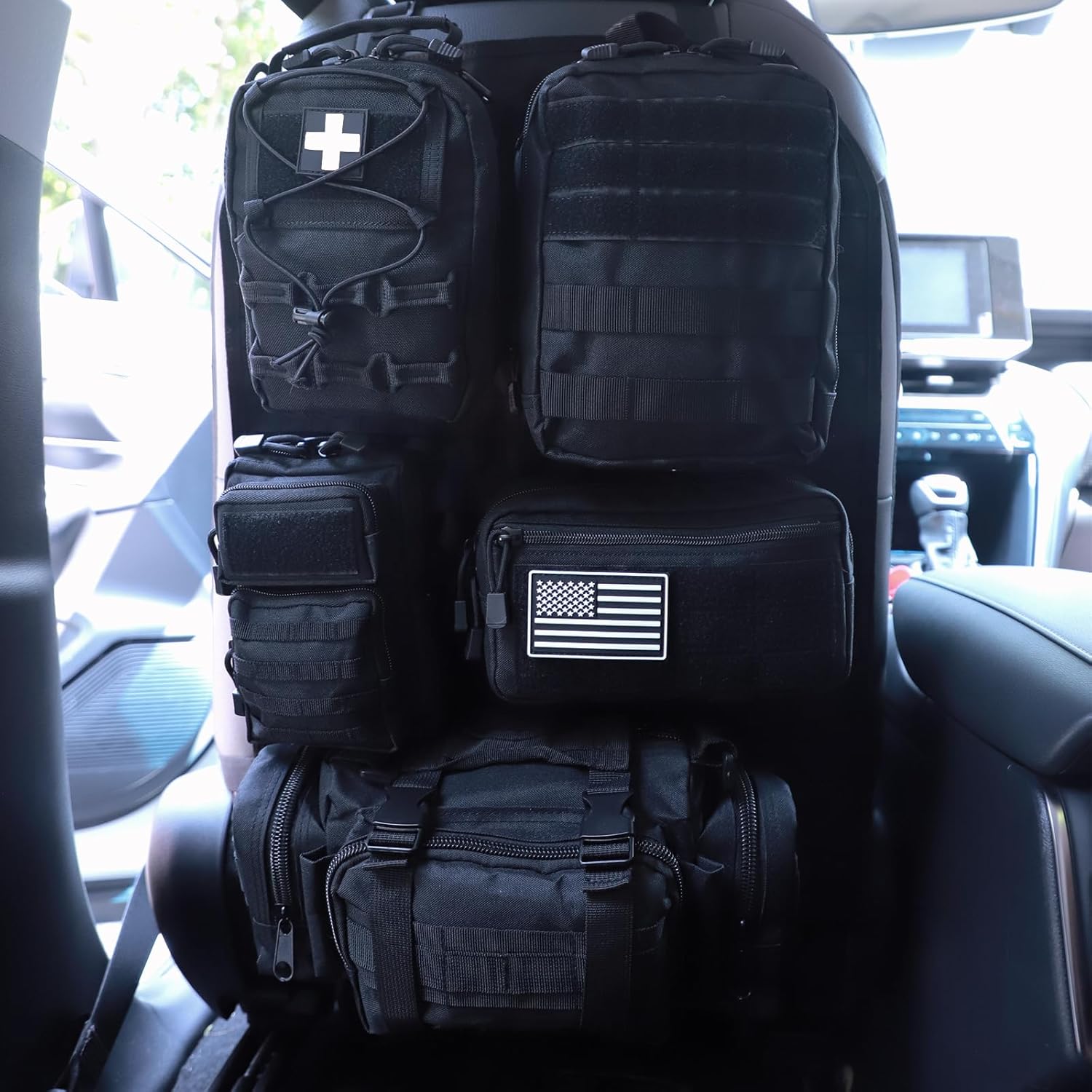 Universal Tactical Seat Back Organizer with Molle Pouches for Vehicles