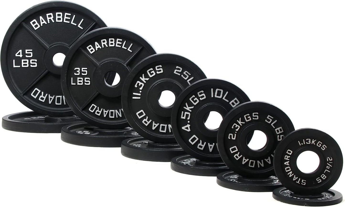 Signature Fitness Olympic 2-Inch Cast Iron Weight Plates Set