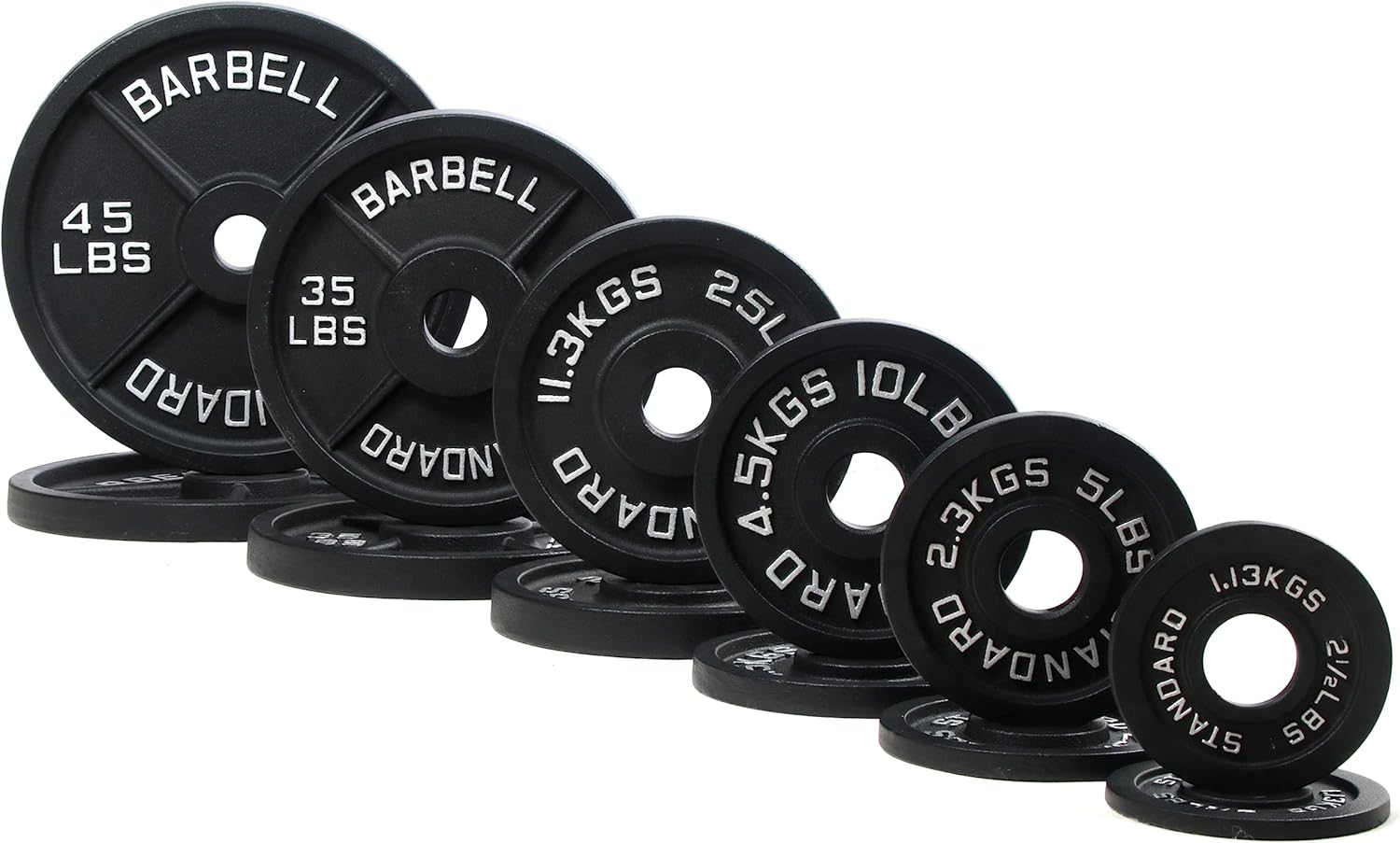 Signature Fitness Olympic 2-Inch Cast Iron Weight Plates Set