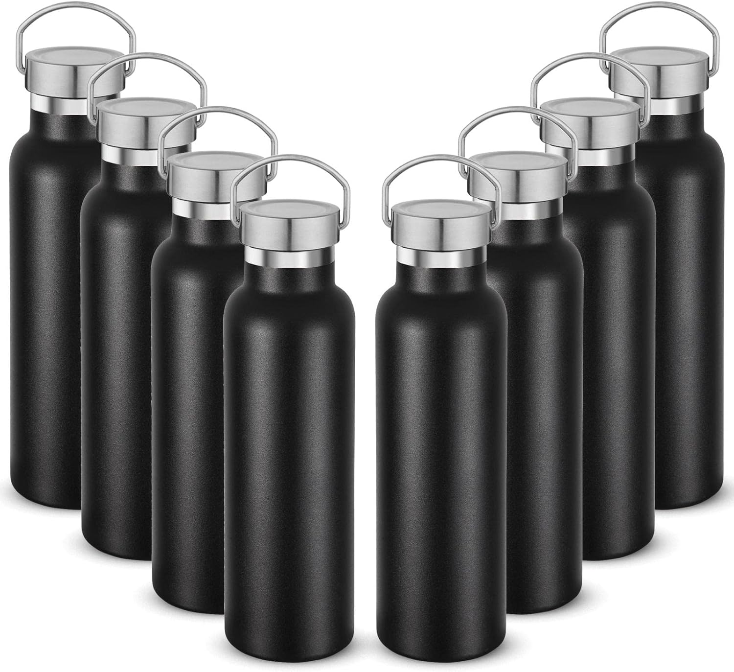 Neihepal 20 oz Insulated Water Bottles Bulk Set of 8 for Hikers