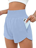Women's Athletic High Waisted Running Shorts - Comfortable Pocketed