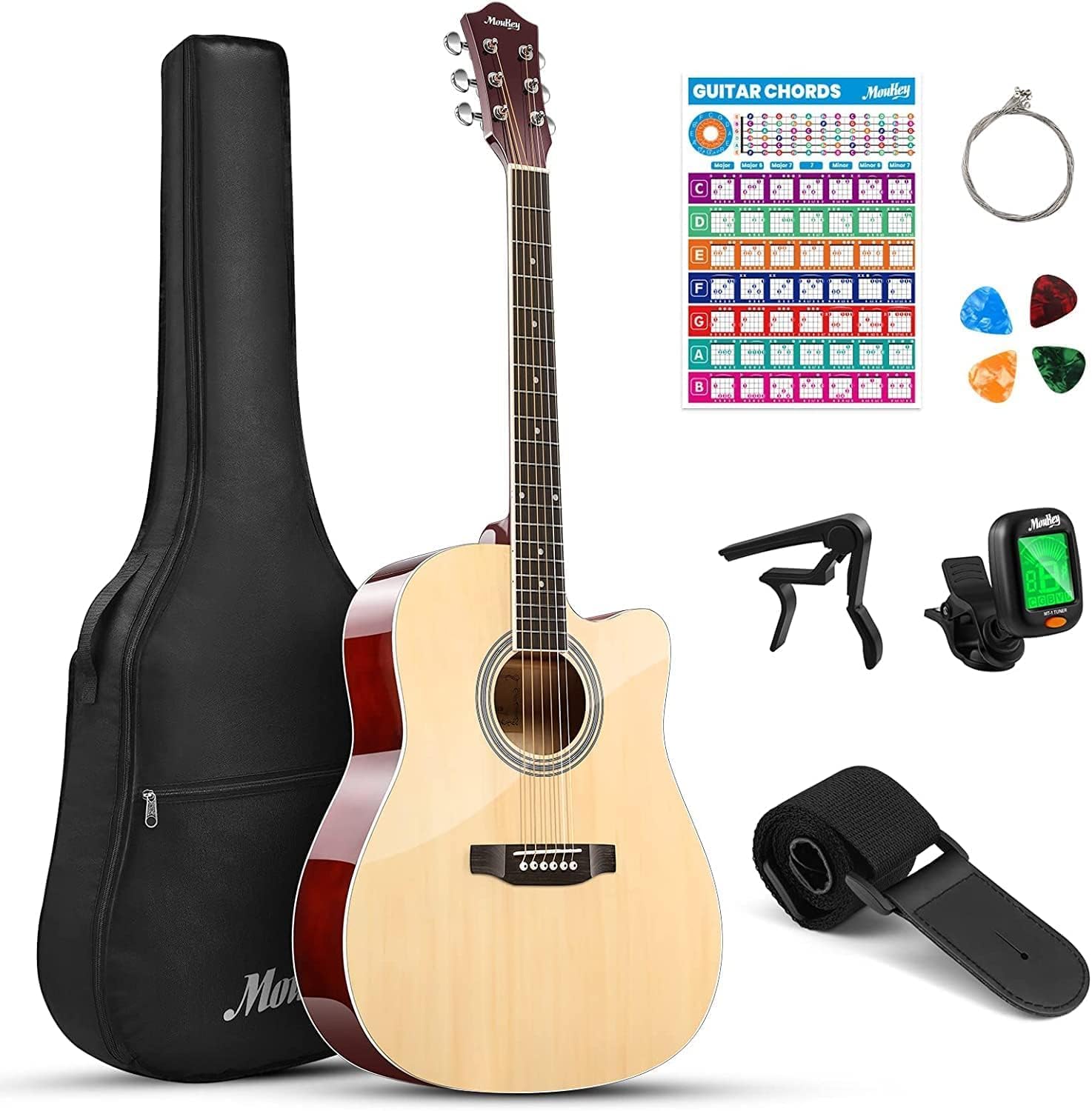 Moukey 41 Acoustic Guitar for Beginners with Complete Pack