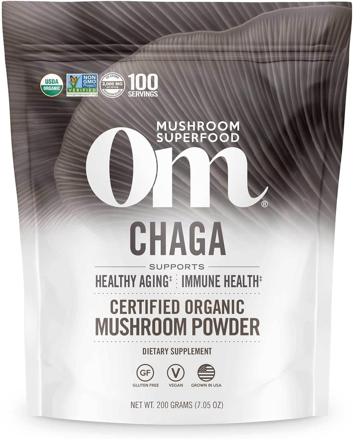 OM MUSHROOM SUPERFOOD Chaga Organic Mushroom Powder for Health