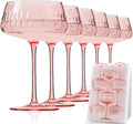 Pink Martini Glasses Set of 6 - Hand-Blown Pink Coupe Glasses