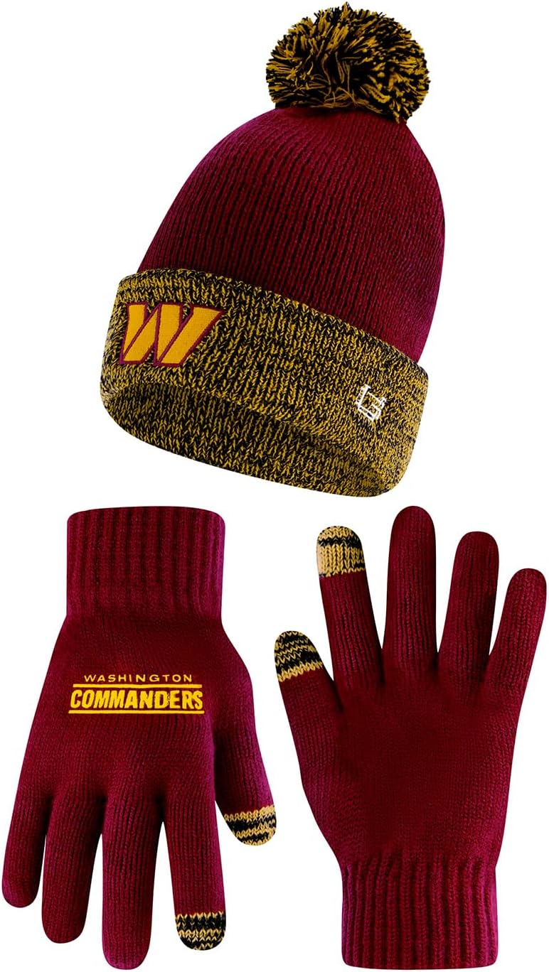 Ultra Game NFL Super Soft Two Tone Winter Beanie and Gloves Set