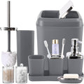 Grey Bathroom Accessories Sets Complete 9-Piece - Coordinated Counter
