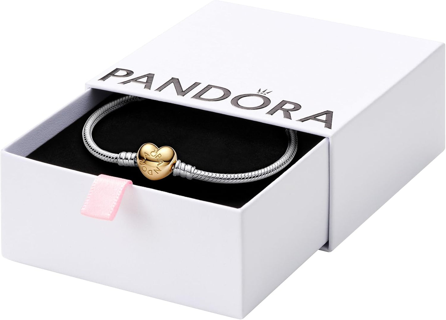 PANDORA Moments Heart Clasp Snake Chain Bracelet for Charms